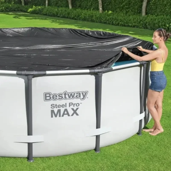 Telo Copripiscina in PVC Copertura per Piscina Tonda Rotonda Fuoriterra 366 cm - immagine 3