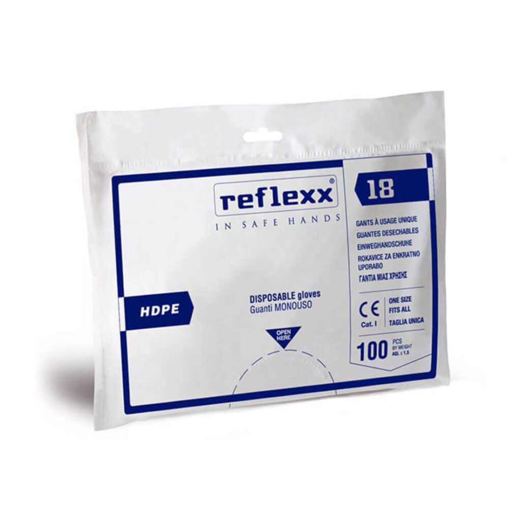 Guanti Monouso in Polietilene HD Reflexx 18 – Confezione da 100 Pz.