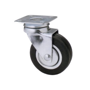 Ruota in Gomma Girevole Ø40 mm con Piastra 47x47 mm – Portata 25 kg | Tipo D1P/7 Forcella